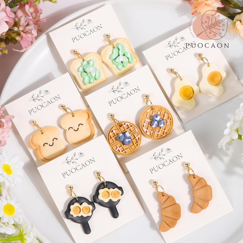 Puocaon Bread Polymer Clay Cutters - 11 Pcs Bakery Cutters for Polymer Clay Jewelry, Dessert Breakfast Theme Cutter Earring Making Kit for Earring Making - Image 2